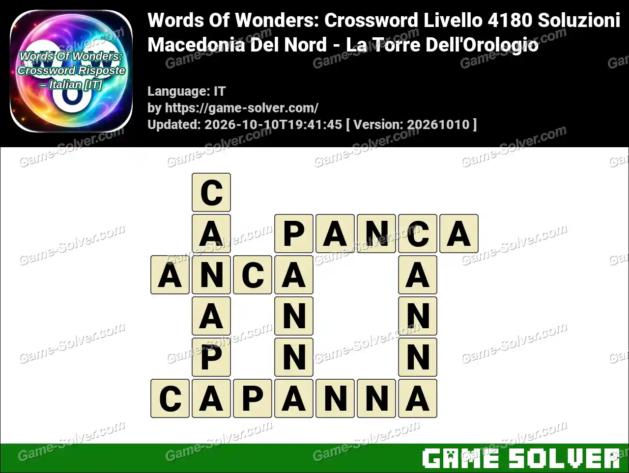 Words Of Wonders: Crossword Livello 4180 Soluzioni – Macedonia Del Nord – La Torre Dell’Orologio